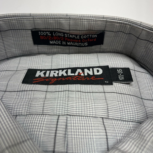 NEW-Men’s Kirkland Signature Dress Shirt Sz. 17 1/2 x 35 Gray plaid! - Picture 5 of 6